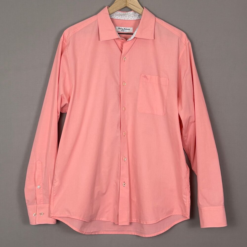 Tommy Bahama Island Zone Button Down Shirt Men’s Large Coral Pink